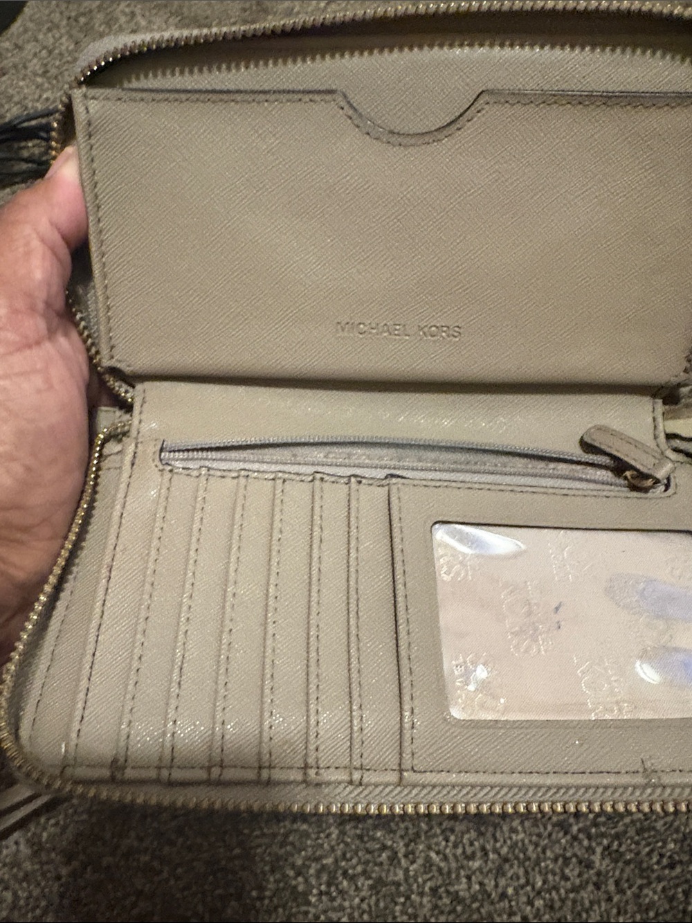 Michael Kors Taupe Saffiano Satchel with Gold Hardware with matching wallet - Picture 16 of 16